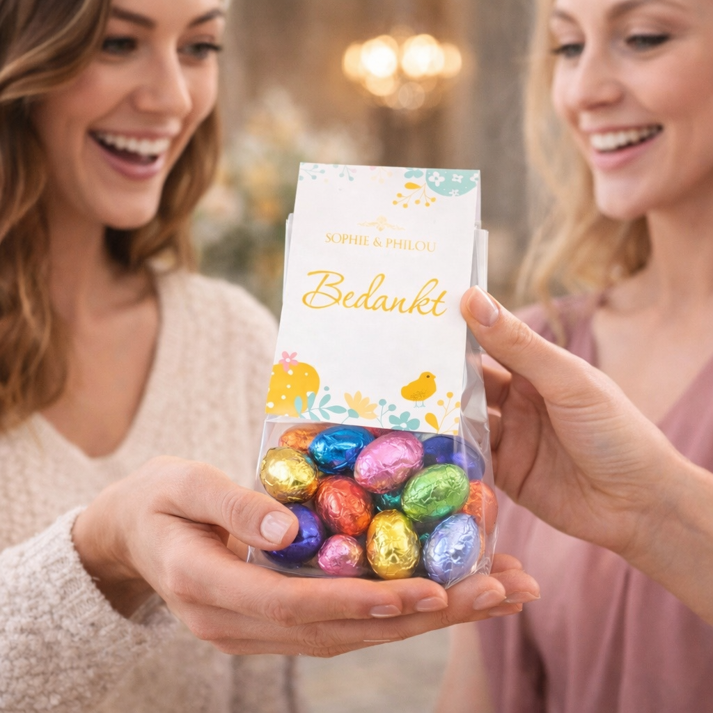 Sophie & Philou Bedankt Paaseitjes Mix 18 Luxe Chocolade Eitjes