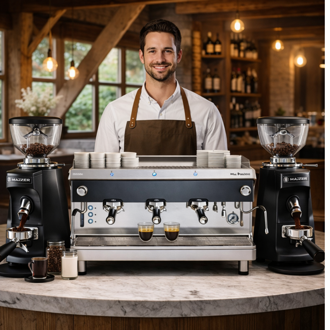 Professionele Espressomachine 3 pistons met 2 Koffiemolens