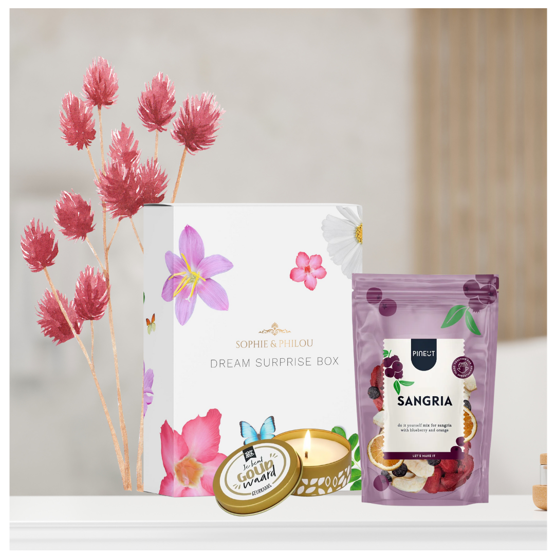 Dream Surprise Box – Goud Waard & Sangria | Luxe Cadeaubox met DIY Sangria & Geurkaars