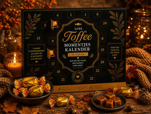 Luxe Toffee Kalender cadeau met 24 dagen genieten van heerlijke toffees en speciale momenten.