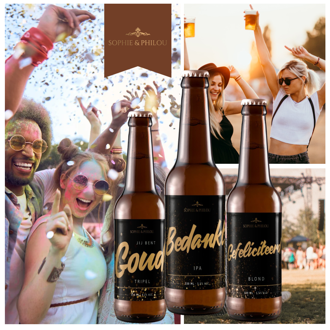 Vier het Leven met de Heerlijke Biertjes van Sophie & Philou bij Wagemakers Cadeau: Jij Bent Goud Waard, Bedankt en Gefeliciteerd!