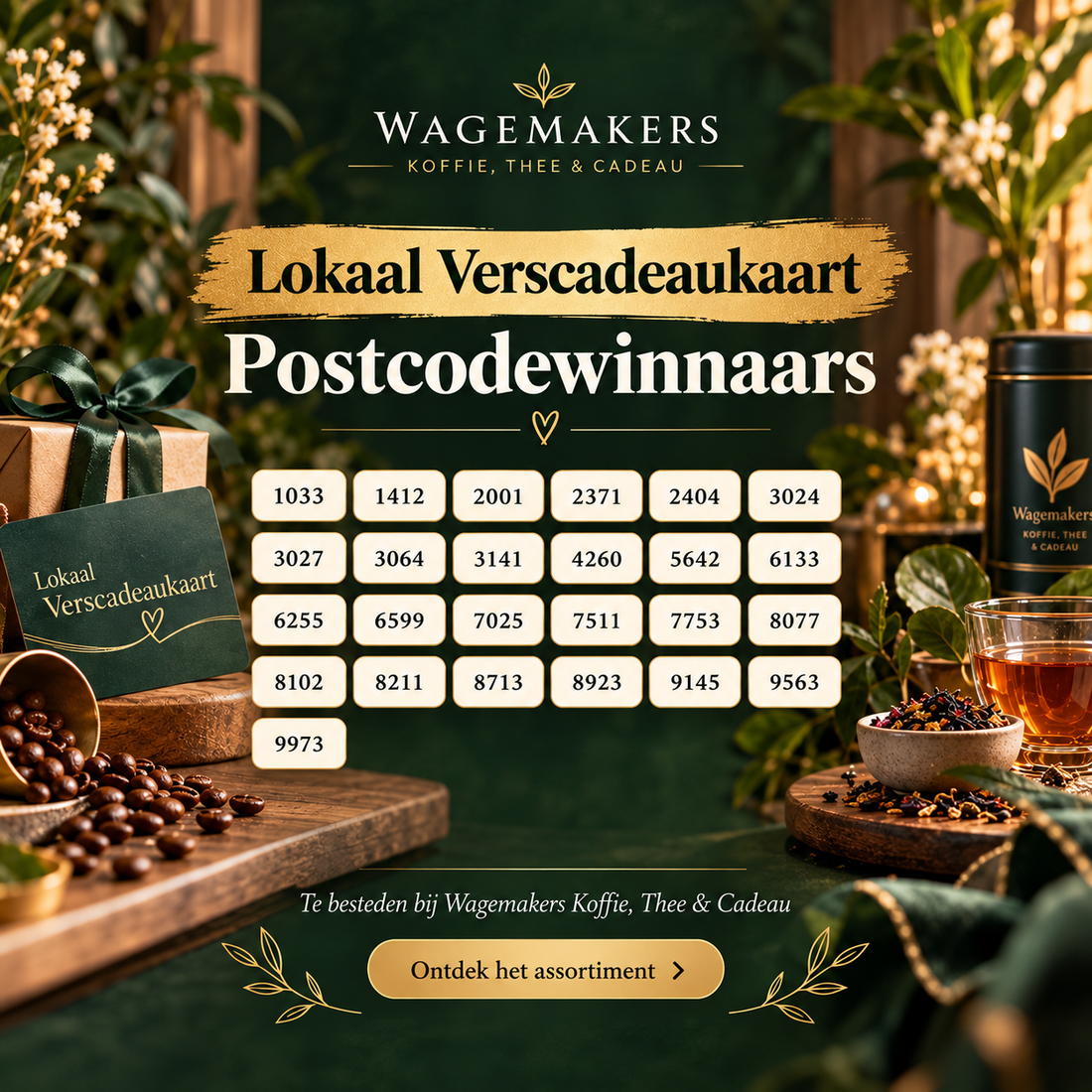 Lokaal Verscadeaukaart gewonnen? Bekijk de postcodewinnaars en het assortiment