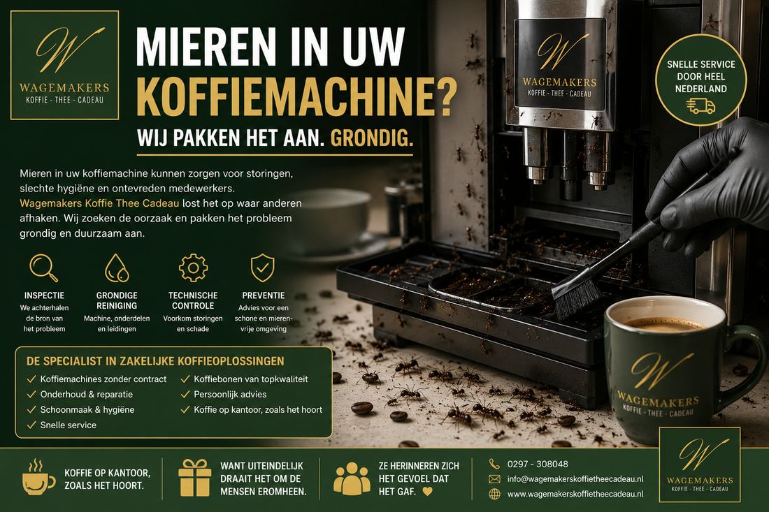 Mierenplaag in koffiemachine opgelost door Wagemakers Koffie Thee Cadeau.