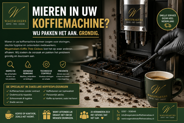 Mierenplaag in koffiemachine opgelost door Wagemakers Koffie Thee Cadeau.