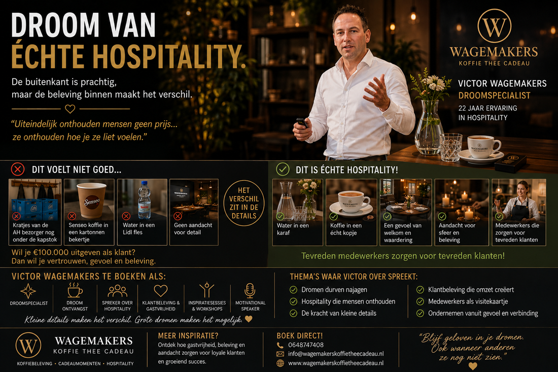 Droom van échte hospitality spreker met Victor Wagemakers en zijn expertise in hospitality.