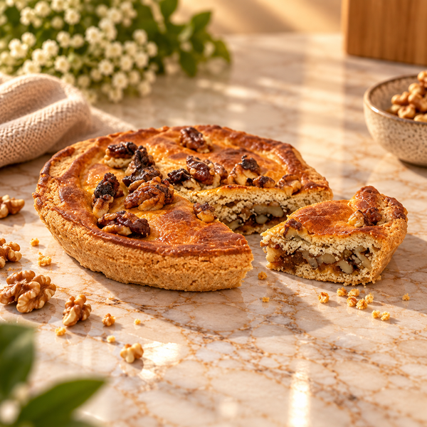 Glutenvrij walnoot-karameltaartje voor zes personen van Bakkerij Petit Four