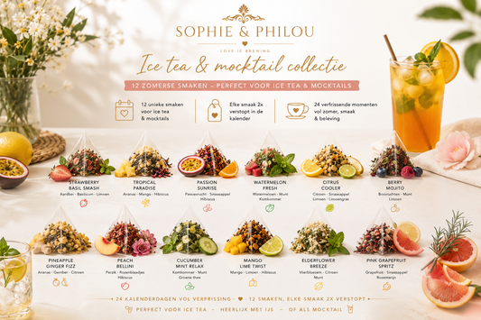 mocktail en ice tea zomerkalender met 12 unieke smaken en drankjes voor zomermomenten