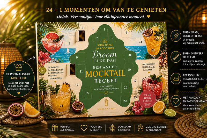 Unieke zomer cadeaus: mocktail recept met 24 momenten om van te genieten, perfect voor de zomer.