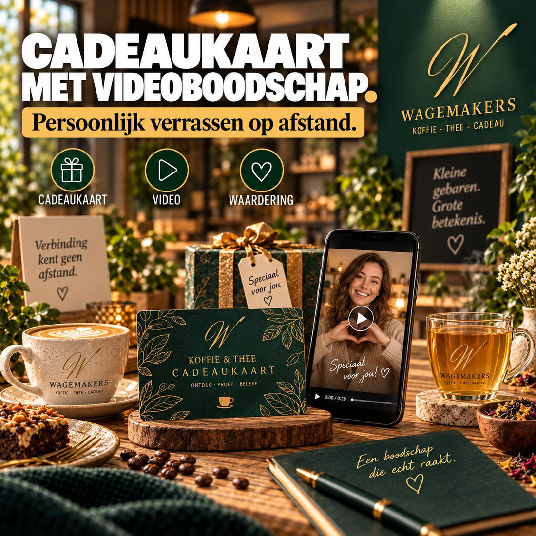 Cadeaukaart met videoboodschap voor persoonlijke waardering op afstand