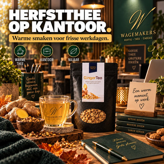 Herfstthee op kantoor met warme kruidige smaken