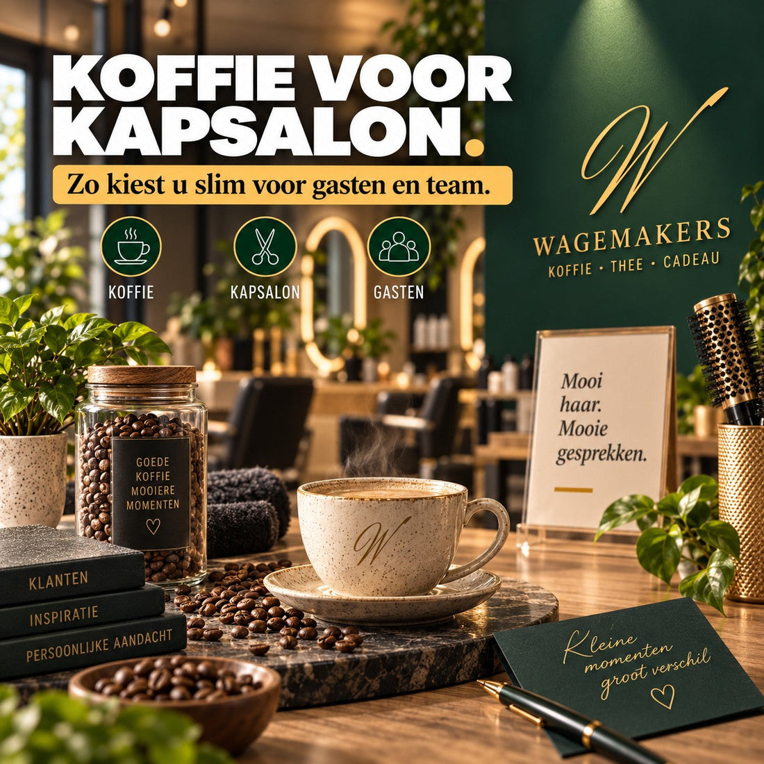 Koffie voor de kapsalon voor gasten en team
