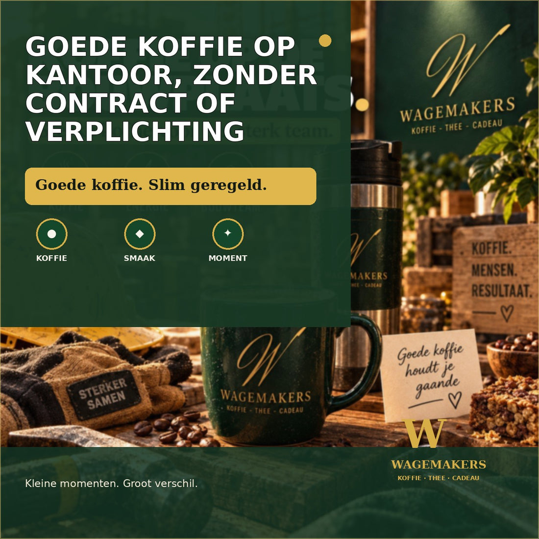 Goede koffie op kantoor, zonder contract of verplichting
