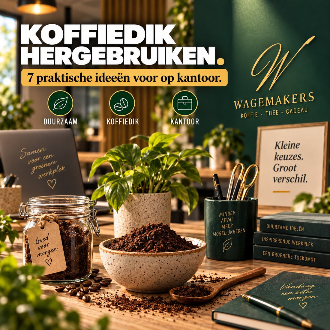 Koffiedik hergebruiken op kantoor met praktische duurzame ideeën