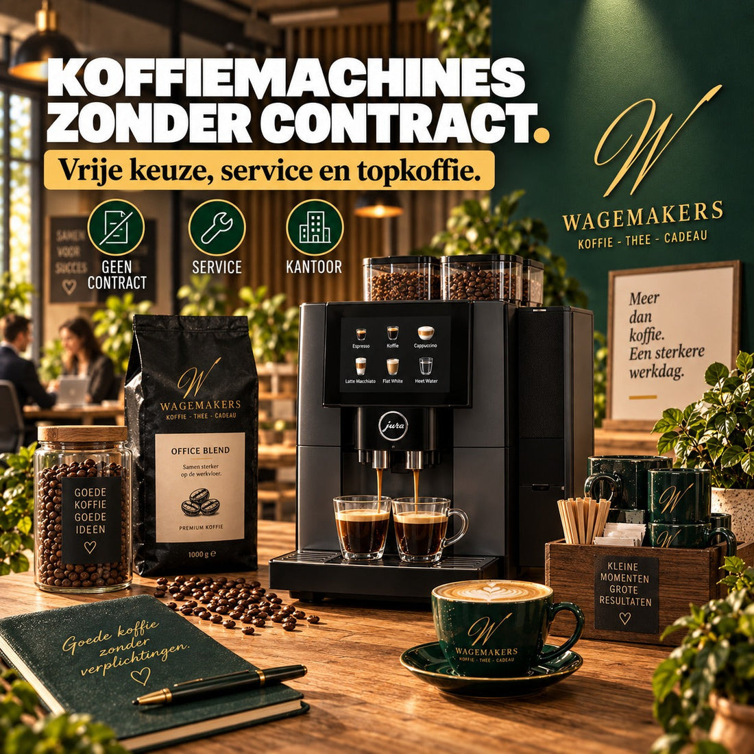 Koffiemachine zonder contract voor professionele koffie op het werk