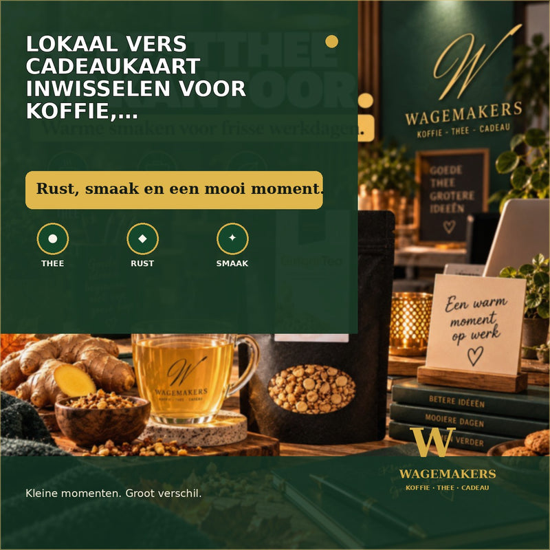 Lokaal Vers Cadeaukaart inwisselen voor koffie, thee en cadeaus