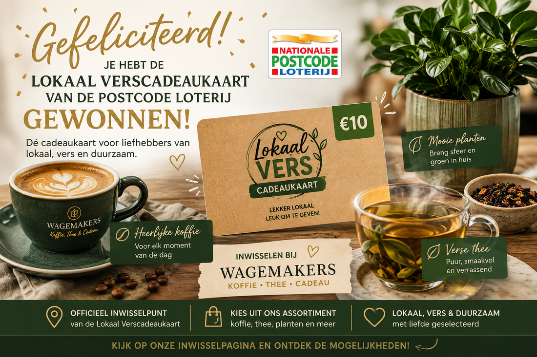 Lokaal Verscadeaukaart van de Postcode Loterij gewonnen? Zo besteed je hem aan koffie, thee of planten