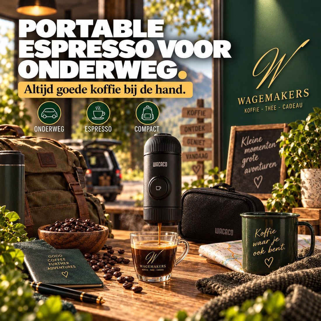 Portable espresso en koffie voor onderweg