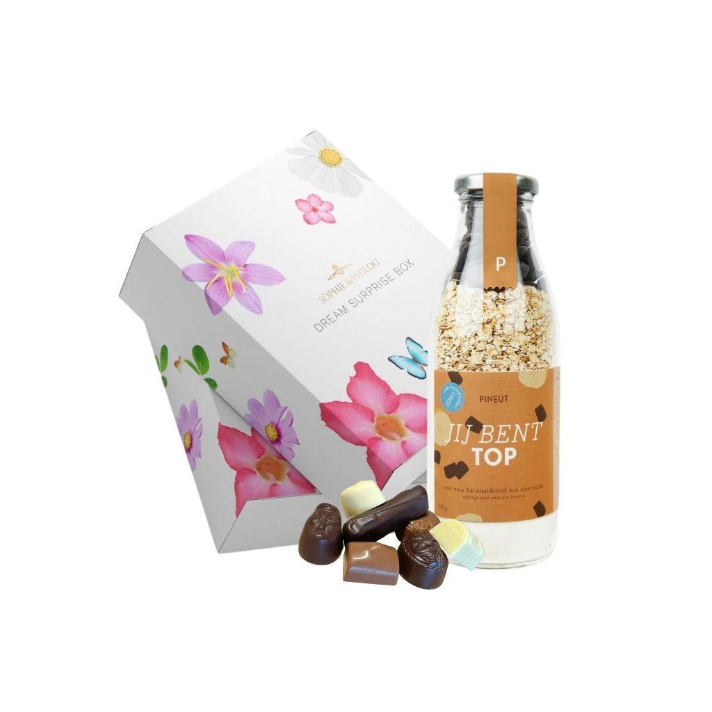 Dream Surprise Box – Jij Bent Top | Luxe Cadeaubox met Chocolade & Bananenbroodmix