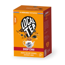 Drop Chai Theezakjes - Verpakking van Local Tea met zwarte thee, steranijs, zoethout en anijs.