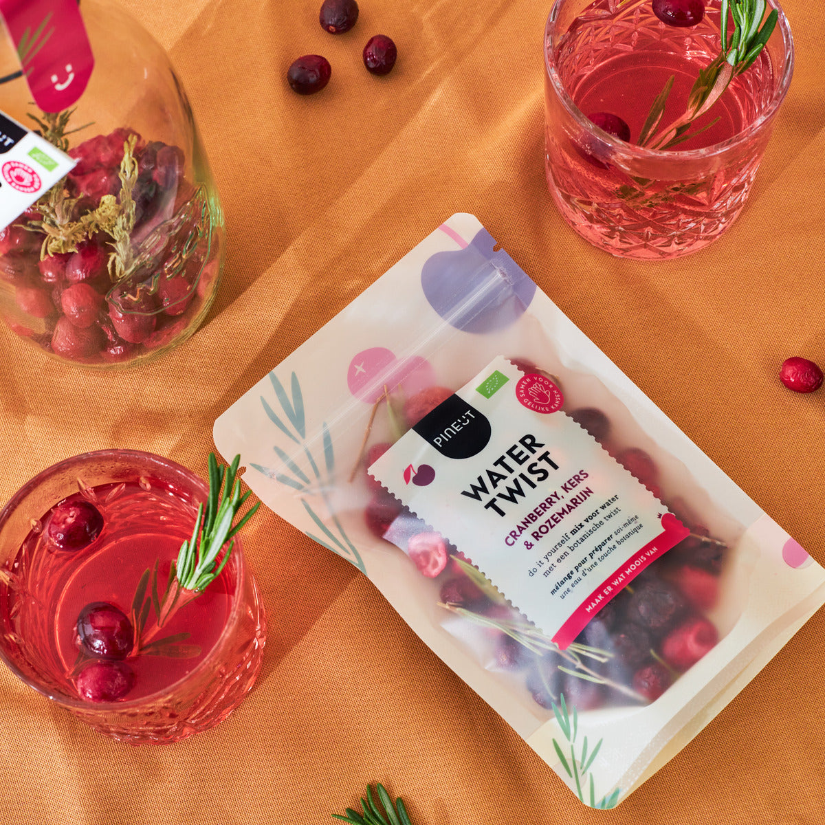 Watertwist Cranberry, Kers & Rozemarijn BIO Pouchbag