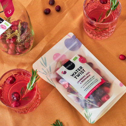 Watertwist Cranberry, Kers & Rozemarijn BIO Pouchbag