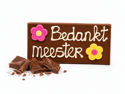 Bedankt Meester chocoladereep met bloemen als cadeau voor de Dag van de Leraar