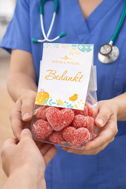 Sophie & Philou Bedankt Zakje Hartjes Snoep 10 Hartjes