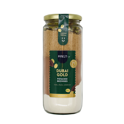 Brownies Dubai Gold | Pure Chocolade, Pistache & Specerijen