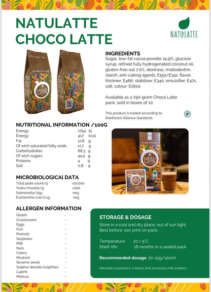 Natulatte Choco Latte – Vegan chocolademelk poeder (750g)