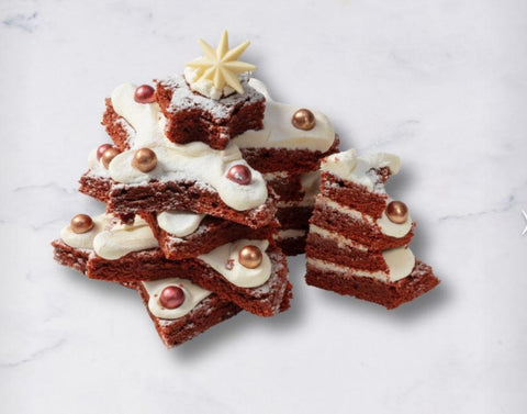 Red velvet kerstboomtaart voor acht tot tien personen