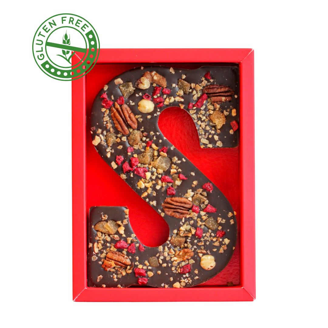 Glutenvrije Chocoladeletter S Puur – Vegan Nuts & Fruits | Sophie & Philou