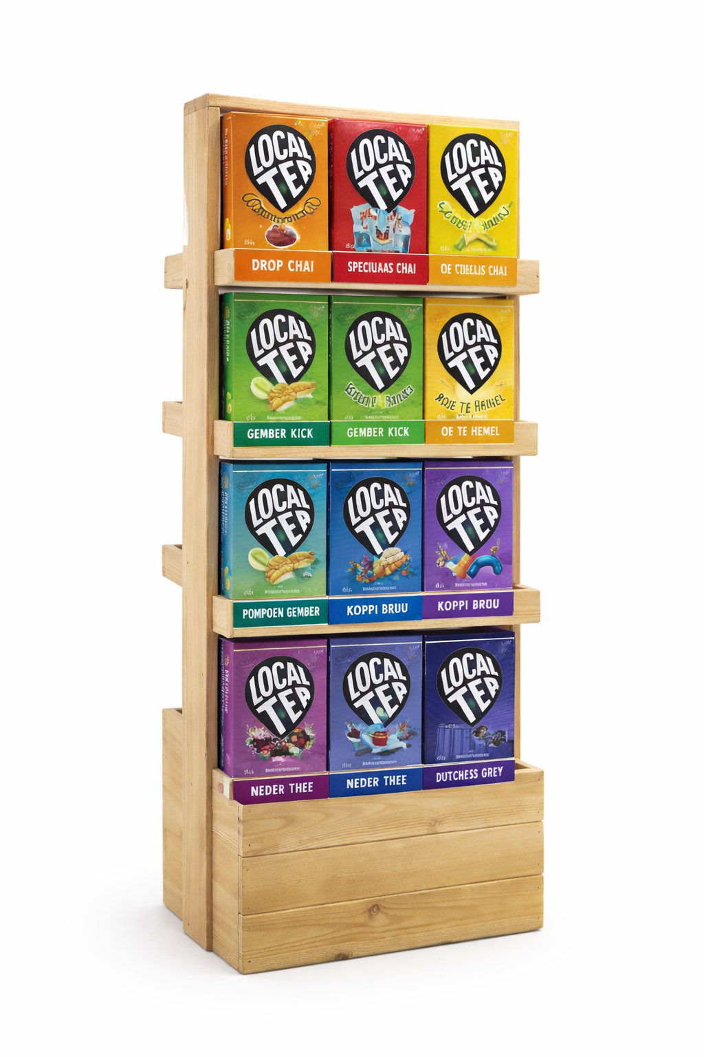 Gevuld Thee Display Meubel met 9 smaken, 45 doosjes totaal