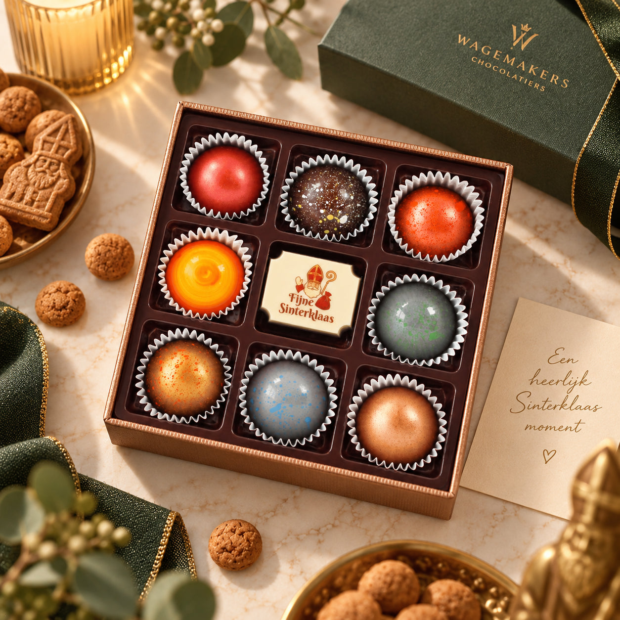 Sinterklaas Geschenkdoos Bonbons - bonbons uitgestald - Wagemakers Koffie, Thee & Cadeau