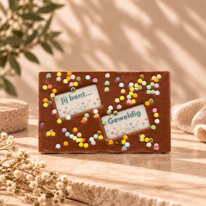 Jij bent geweldig! chocoladereep per post.