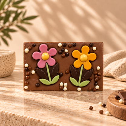 Bloemen chocoladereep per post.