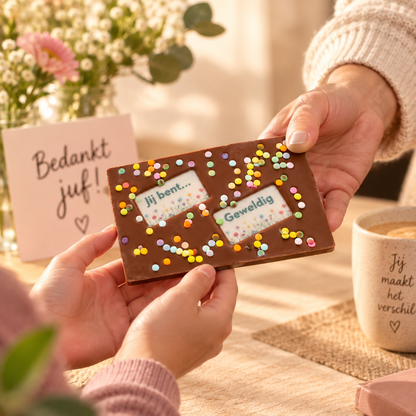 Jij bent geweldig! chocoladereep per post.