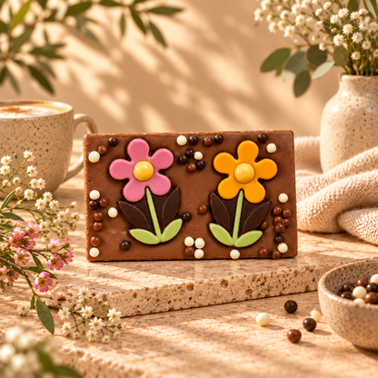 Bloemen chocoladereep per post.