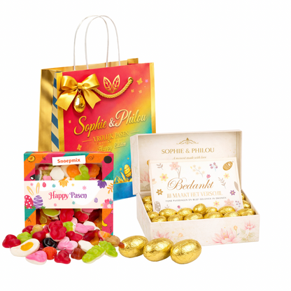 Paastasje met chocolade eitjes en snoep | Luxe Paascadeau met verrassing
