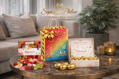 Paastasje met chocolade eitjes en snoep | Luxe Paascadeau met verrassing