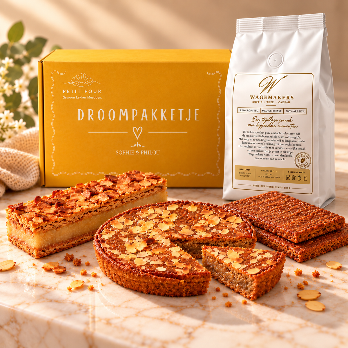 Bakkerij Petit Four glutenvrij speculaas cadeau met koffie van Sophie & Philou
