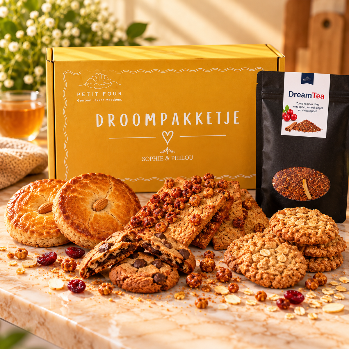 Glutenvrij koeken cadeaupakket met thee