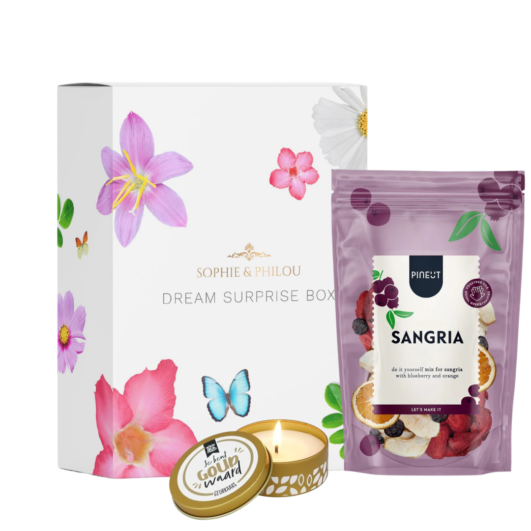 Dream Surprise Box – Goud Waard & Sangria | Luxe Cadeaubox met DIY Sangria & Geurkaars