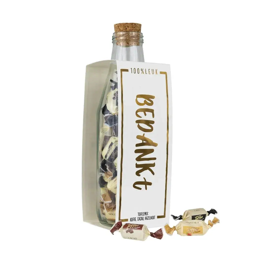 Momenten fles met toffees – Bedankt