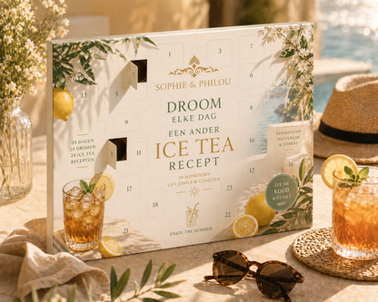 Ice tea adventskalender van Sophie Philou met 24 recepten voor verfrissende zomermomenten.
