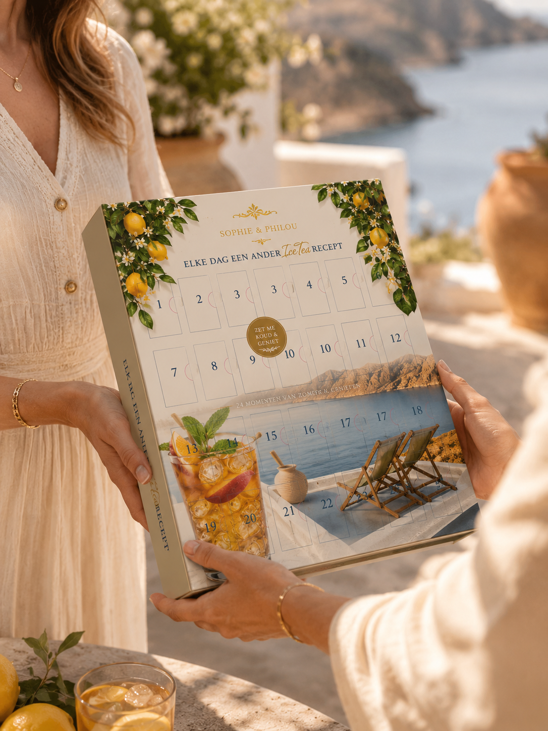 Ice Tea Zomerkalender met 24 unieke ice tea recepten voor de zomer, ideaal voor warme dagen en genieten in de zon.