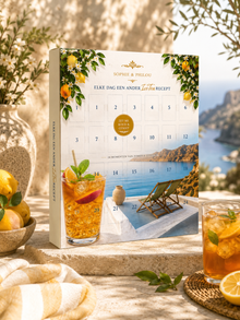 Ice Tea Zomerkalender met 24 unieke ice tea recepten voor de zomer van Sophie & Philou, verfrissend beeld.