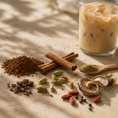 Superfood Chai met 75 Biologische Ingrediënten | Ayurvedische Kruiden, Greens & Mushrooms