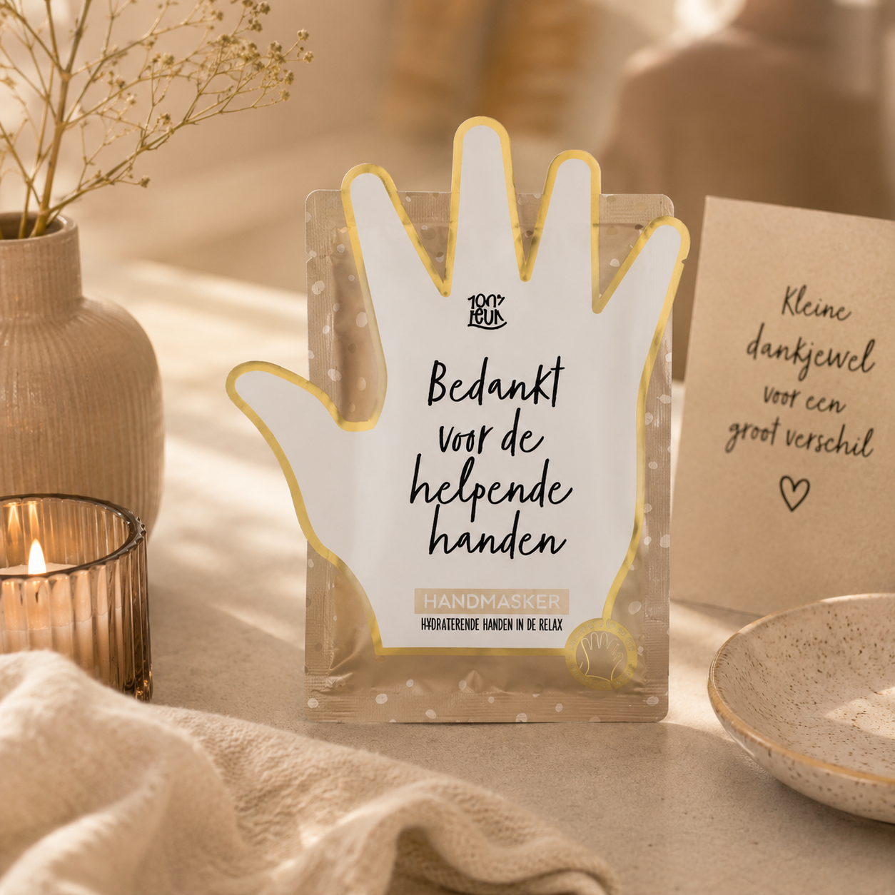 Vegan handmasker Bedankt voor de helpende handen - productfoto