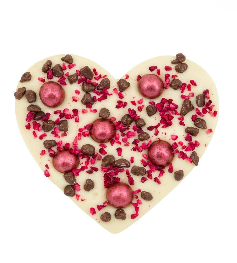 Chocolade hart - Framboos & knapperige chocolade - Wit