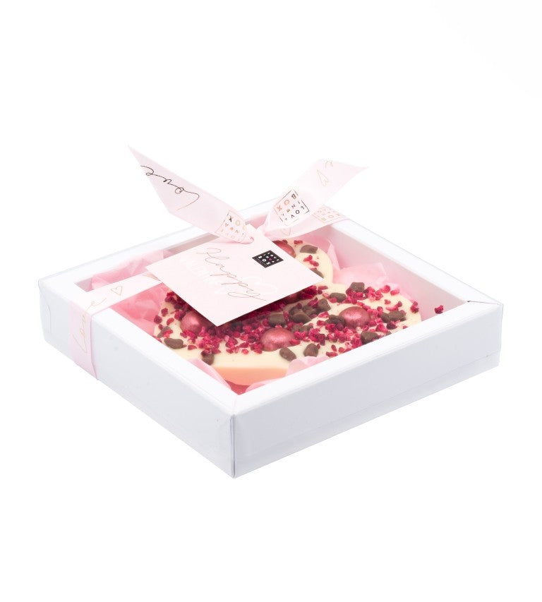 Chocolade hart - Framboos & knapperige chocolade - Wit